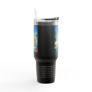 Insulated Travel Mug, 40oz / Puppy Ariel the Dog Surfer - Perfect for Outdoor Adventures