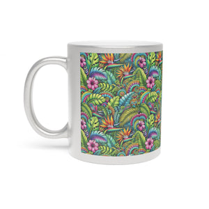 Tropical Metallic Mug, Gold or Silver: Rainforest Blooms