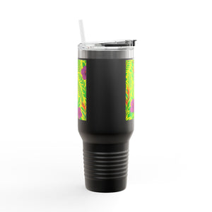 Midnight Flower Yellow Insulated Travel Mug - 40oz - Perfect for Outdoor Adventures
