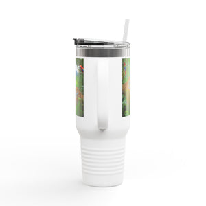 Insulated Travel Mug, 40oz / Jaguars and Parrots - Perfect for Outdoor Adventures