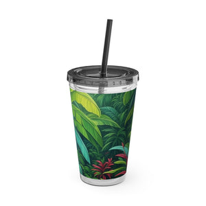 Tropical Tumbler with Straw | 16oz Colorful Travel Cup / Sleeping Spot