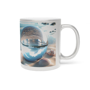 Ocean-Inspired Metallic Mug - Beach Illusion Ball