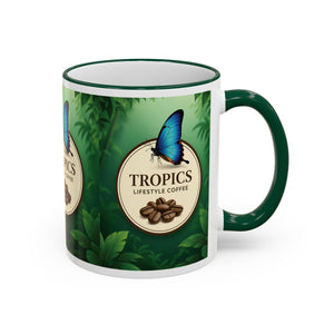 Accent Rim & Handle Coffee Mug — Tropics Lifestyle Coffee Butterfly Logo