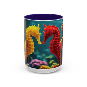 Black Coffee Mug ~ Seahorses in Love