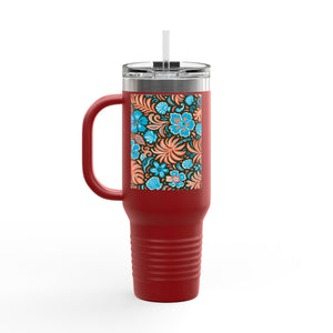 Insulated Travel Mug, 40oz / Beach Dreams, Coral Blues