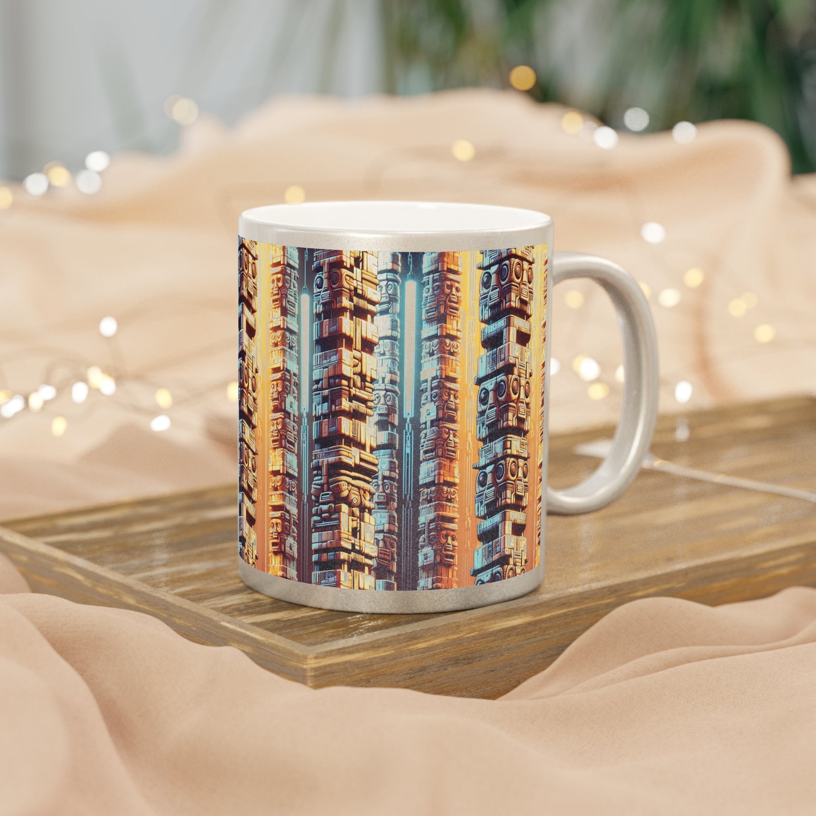 Tropical Metallic Mug, Gold or Silver: Techno Totems
