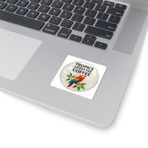Tropics Lifestyle Coffee Parrot Logo Sticker — Kiss-Cut Decal
