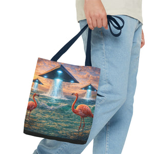 UFO and Flamingos Tote Bag - 3 Sizes