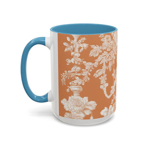 Accent Color Coffee Mug (11, 15oz), Pearl Lady Toile/Melon
