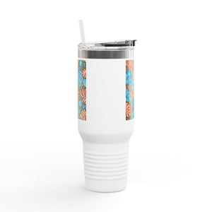 Insulated Travel Mug, 40oz / Beach Dreams, Coral Blues