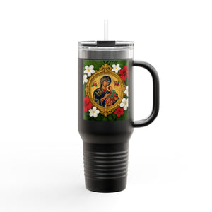 Religious Insulated Travel Mug, 40oz / Our Lady of Perpetual Help, Mary and Jesus