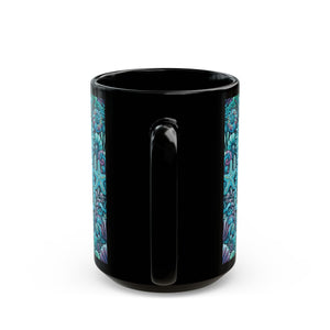 Black Coffee Mug - Seahorse Trio, Turquoise