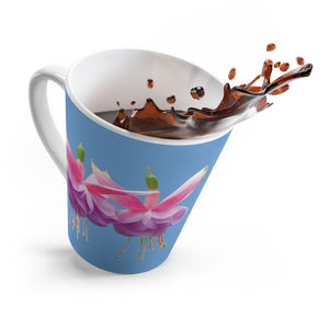 Latte White Mug, Floral - Tropical Fuschsias/Lt. Blue
