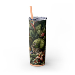 Rainforest Rabbit Outing - Skinny Matte Tumbler 20oz with Straw - Stainless Steel, 7 Colors