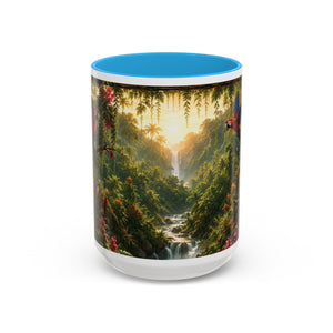 Tropical Waterfall Mug – Lush Jungle Scenic Accent Coffee Cup (11oz/15oz)