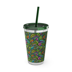 Tropical Tumbler with Straw | 16 oz: Rainforest Blooms
