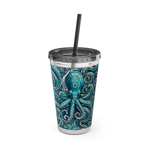 Tropical Tumbler with Straw | 16oz: Aqua Octopus