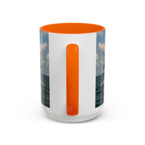 Accent Coffee Mug (11, 15oz), 8 Colors - UFO and Dolphin