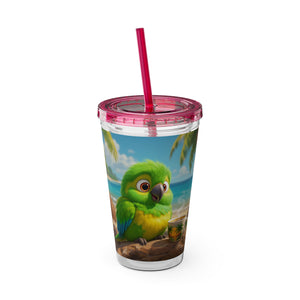 Tropical Tumbler with Straw | 16oz: Lulu the Parrot