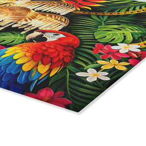 Glass Coffee Station Tray, ~ :Hollywood Regency Parrot, 2 sizes