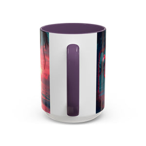 Accent Coffee Mug (11, 15oz), Neon Flamingos at Night / Various Colors