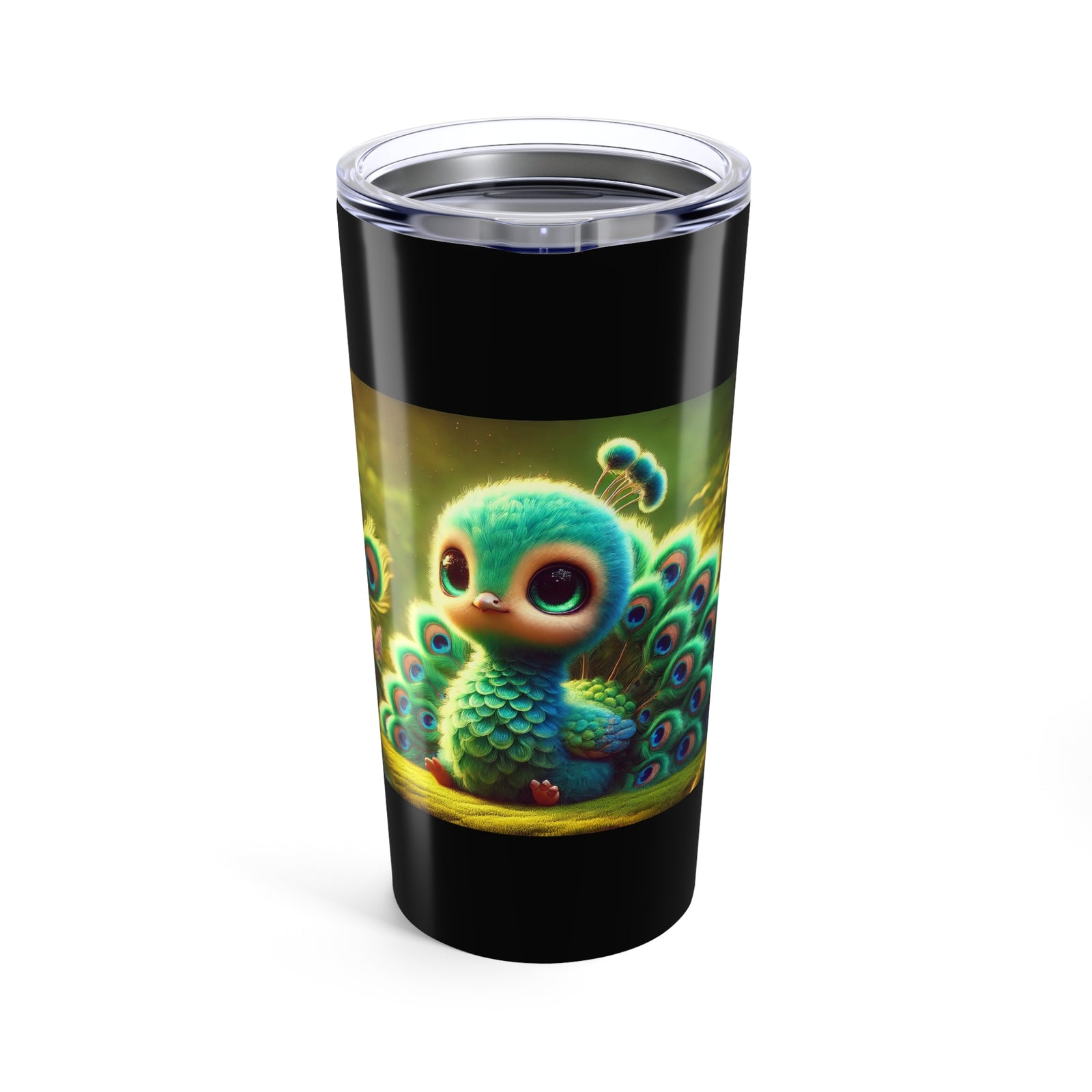 20oz Tropical Glossy Tumbler, Stainless Steel / Baby Peacock Black