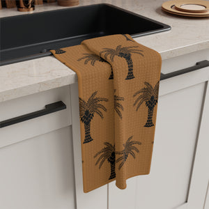 Tropical Microfiber Coffee/Tea Towel – Art Deco Palms, Lt. Brown