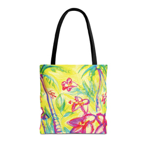 Tropical Doodles Tote Bag, Yellow - 3 Sizes