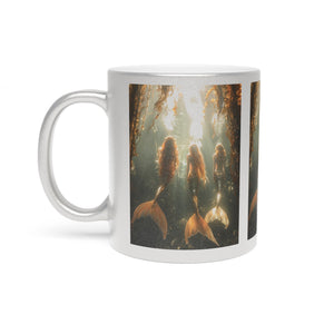 Tropical Metallic Mug, Silver - Mermaid Trio