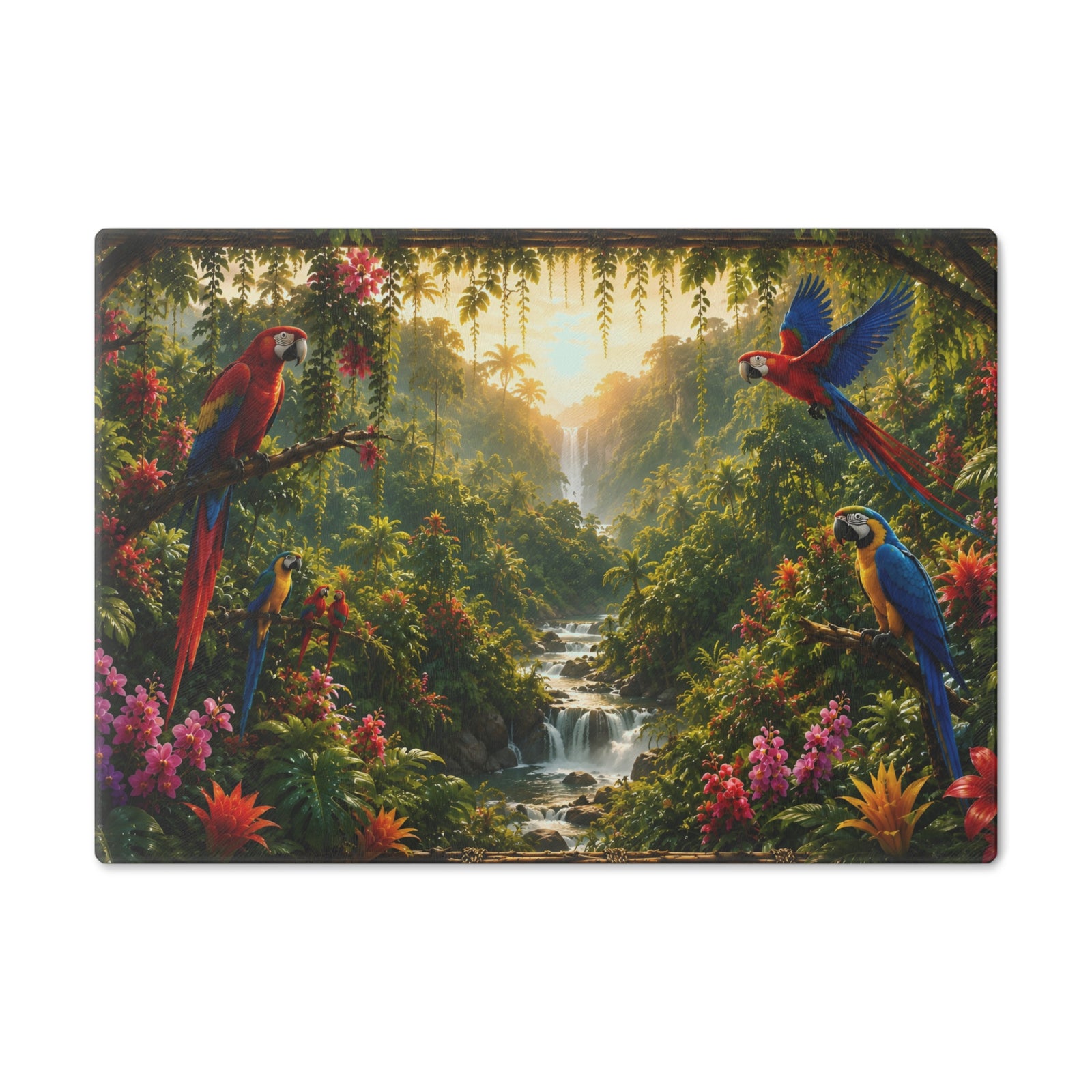 Coffee Station Tray — Vibrant Paradise Falls Rainforest Scene