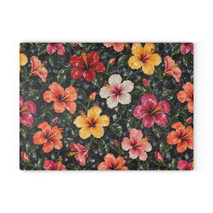Glass Coffee Station Tray– Tropical Hibiscus Garden