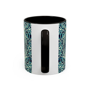 Accent Color Coffee Mug, Many Colors - 11oz & 15oz / Twisted Aqua Octopus