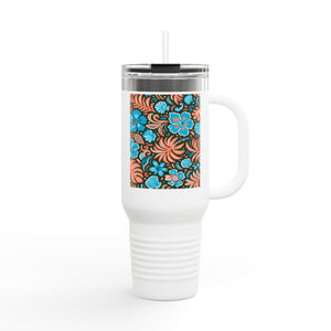 Insulated Travel Mug, 40oz / Beach Dreams, Coral Blues