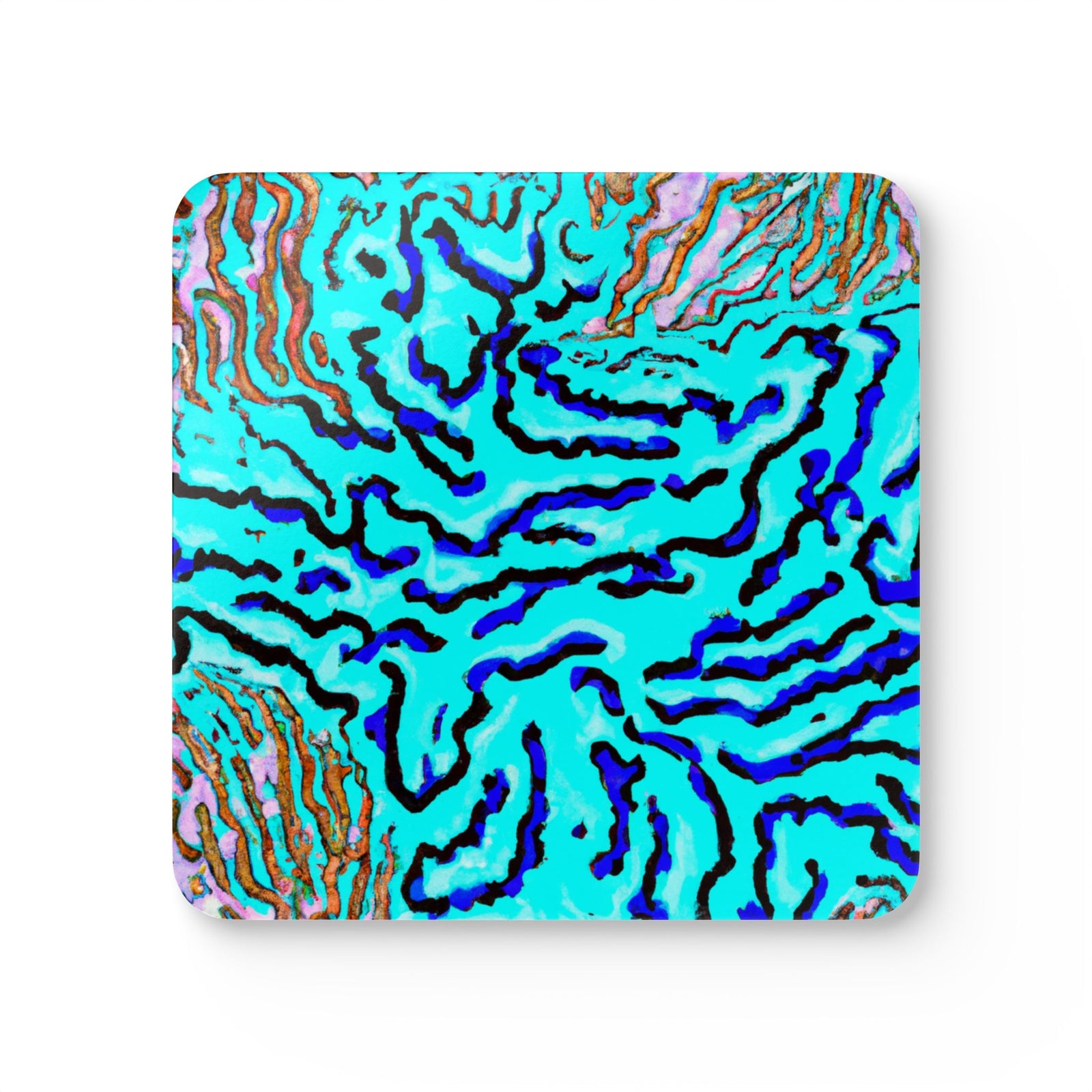 Coaster Set/4 - Wild Coral, Turquoise