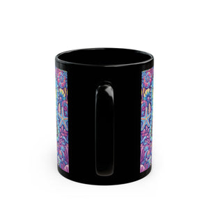 Black Coffee Mug - Seahorse Trio, Purple Fantasy
