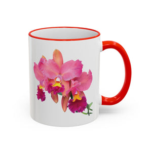 Accent Rim & Handle Mug – Pink Orchids