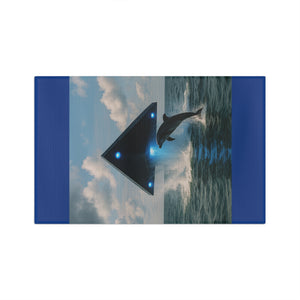 Microfiber Coffee/Tea Towel – UFO & Dolphin, Dark Blue