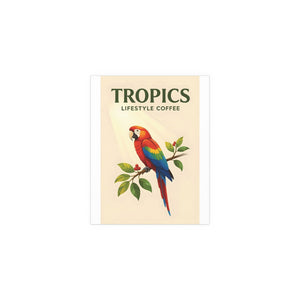 Vintage Coffee Wall Art, Vintage Silk Poster ~ Tropics Parrot (Brand)