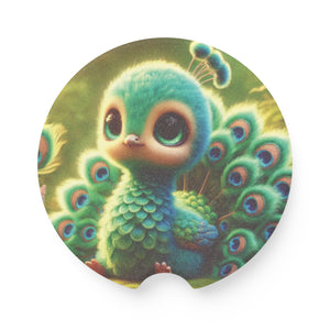Soapstone Car Coaster - Baby Peacock