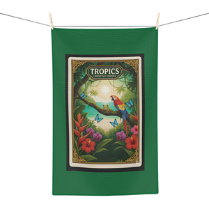 Tropical Microfiber Coffee/Tea Towel — Vintage Jungle Seaside Friends