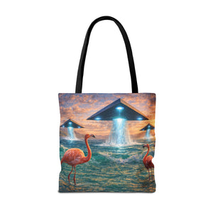 UFO and Flamingos Tote Bag - 3 Sizes