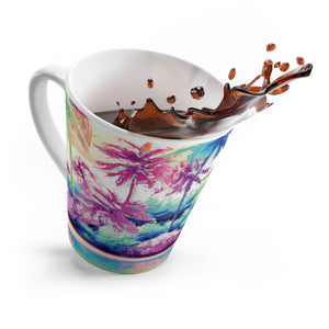 Latte White Mug - Perfect for Coffee Enthusiasts / Watercolor Beach