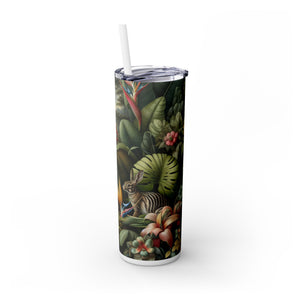 Rainforest Rabbit Outing - Skinny Matte Tumbler 20oz with Straw - Stainless Steel, 7 Colors