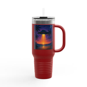 Insulated Travel Mug, 40oz / Beach UFO at Night