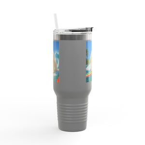 Insulated Travel Mug, 40oz / Puppy Ariel the Dog Surfer - Perfect for Outdoor Adventures