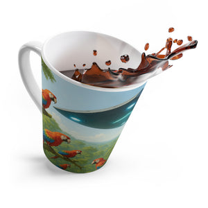 Latte White Mug - UFO and Macaws