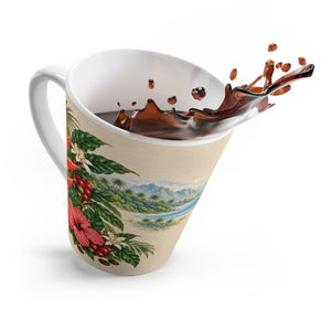 Tropical Parrot Latte Mug – Hawaiian Beach, Hibiscus & Blue Macaw Coffee Cup