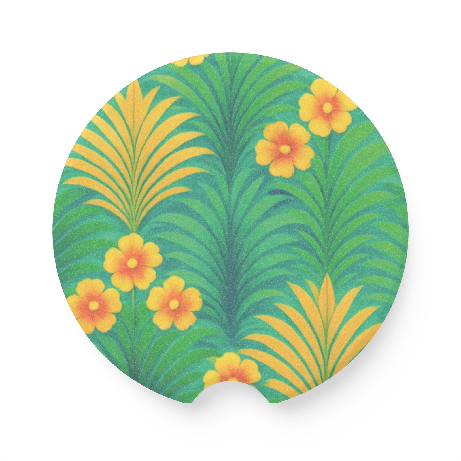 Soapstone Car Coaster - Sunrise Palms, Green