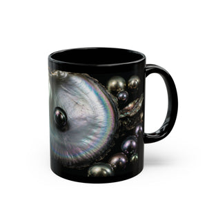 Black Pearl Ocean Mug – Iridescent Oyster Coffee Cup (11oz, 15oz)