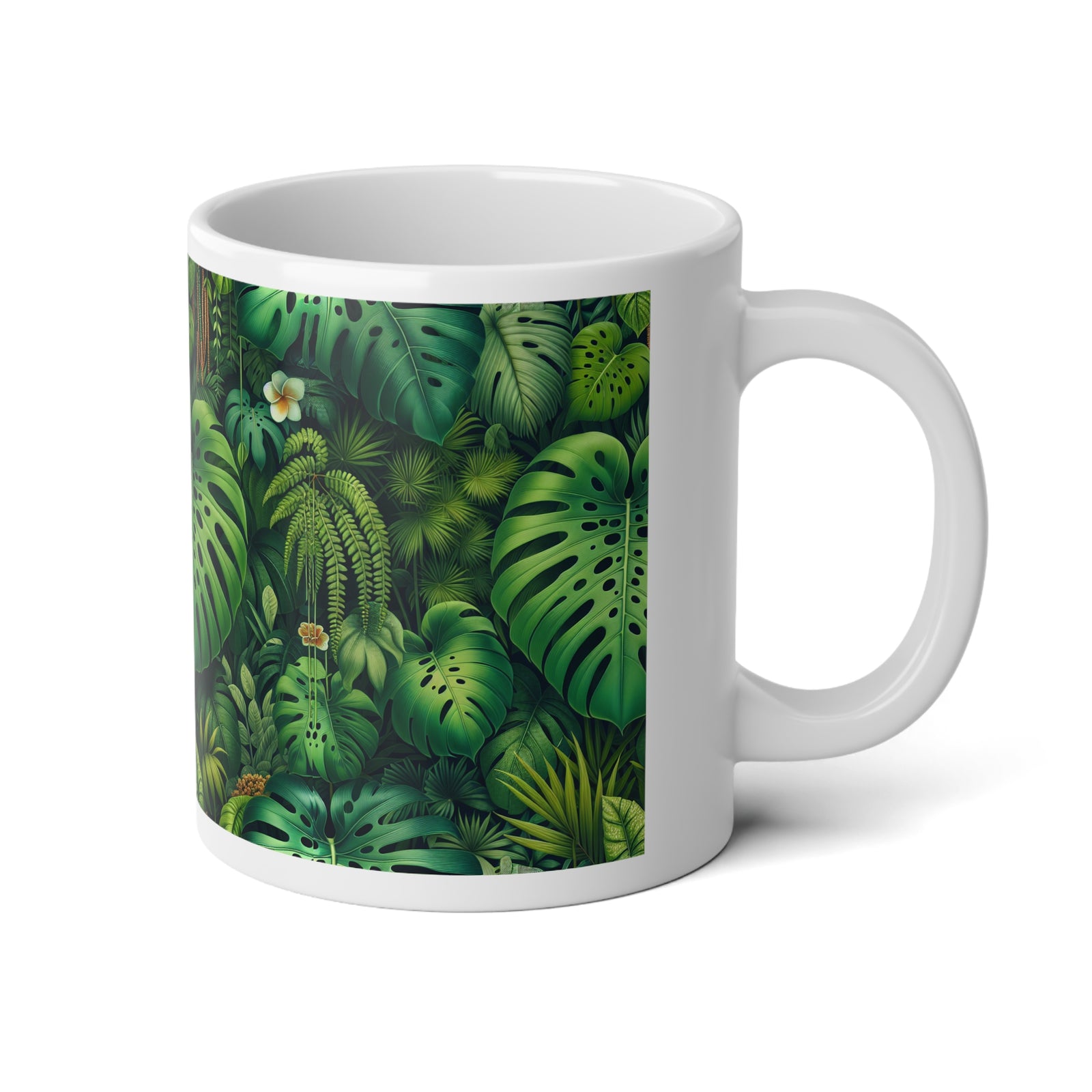 20oz Jumbo Mug — Lush Monstera & Tropical Leaves